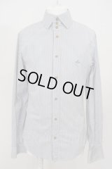 【USED】Vivienne Westwood MAN / オーブ刺繍ストライプボタンダウンシャツ ヴィヴィアンウエストウッド ビビアン  ブルー×ホワイト 【中古】 O-24-01-21-020-bl-YM-OS