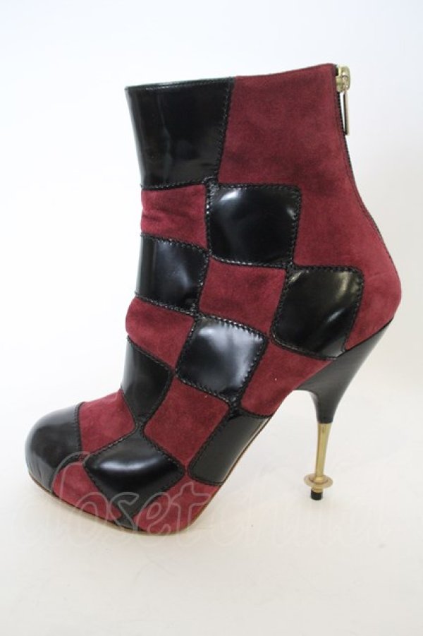 画像3: ヴィヴィアンウエストウッド 中古 / オーブヒールチェッカーブーティ    3.8 ブラック×レッド  O-24-01-21-050-sh-IG-ZH (3)