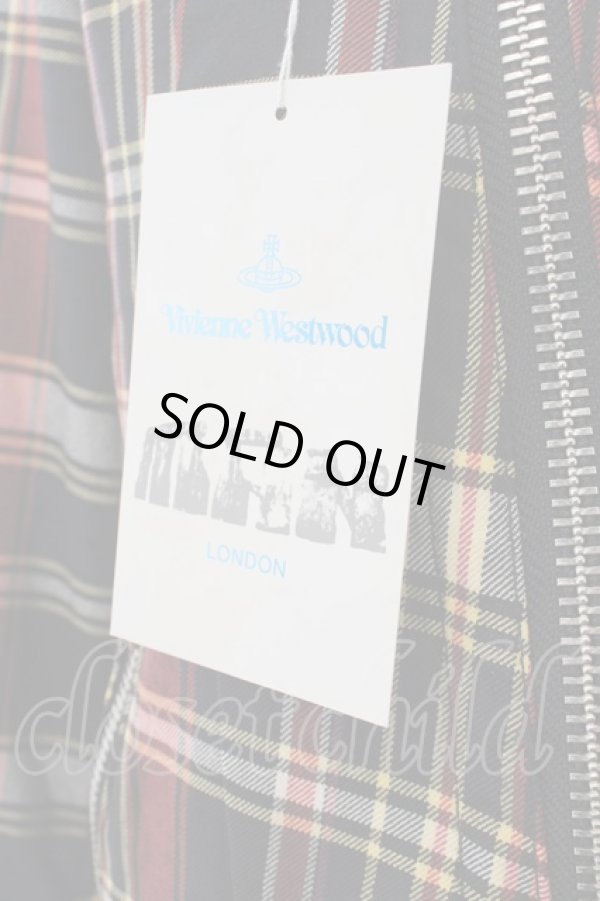 画像2: ヴィヴィアンウエストウッド MAN 中古 / チェックジップライダースジャケット 44 ブラック×レッド  O-24-02-18-002-jc-IG-ZH (2)