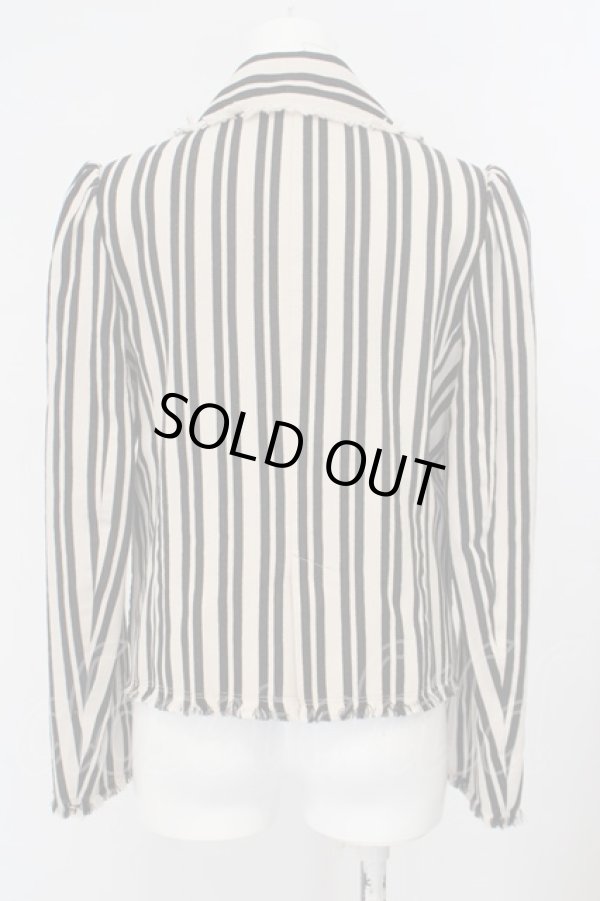 画像4: ヴィヴィアンウエストウッド 中古 / リネンミックスストライプジャケット 02 アイボリー×ブラック  O-24-03-10-017-jc-IG-OS (4)