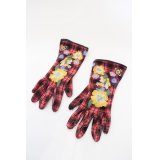 【USED】Vivienne Westwood / フラワー刺繍チェック手袋 ヴィヴィアンウエストウッド ビビアン レッド 【中古】 O-24-03-17-032-gd-IG-OS
