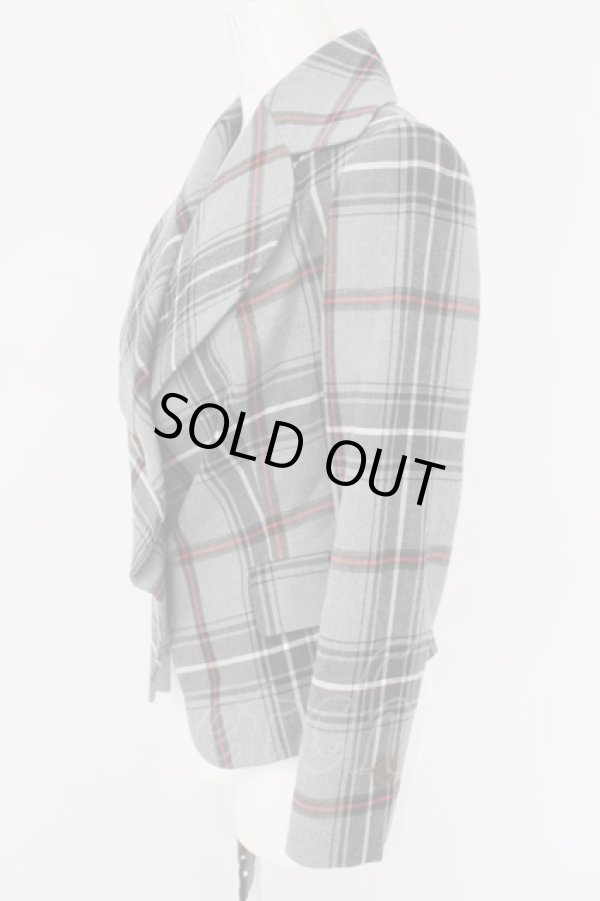 画像3: ヴィヴィアンウエストウッド 中古 / /タータンチェックジャケット 1 グレー  O-24-03-17-012-jc-IG-OS (3)