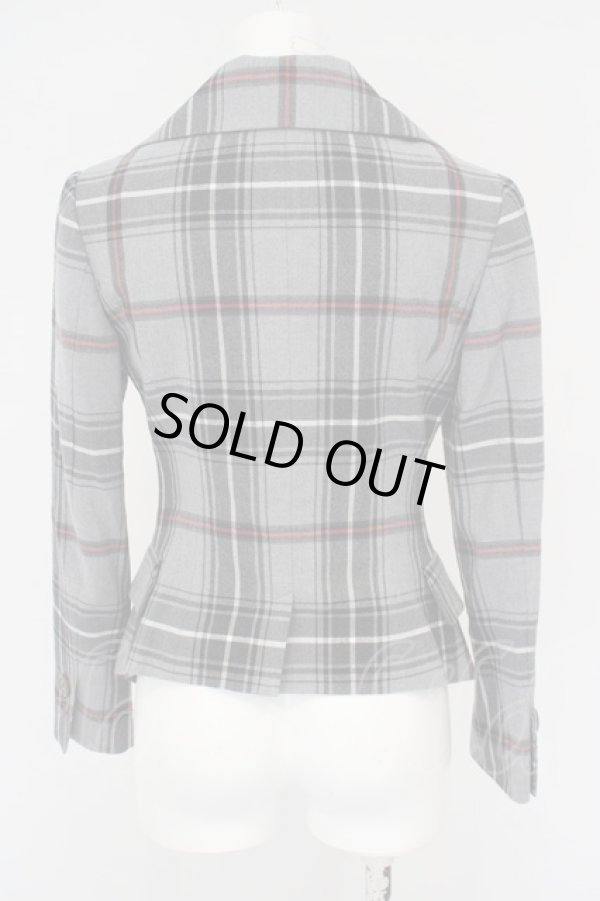 画像4: ヴィヴィアンウエストウッド 中古 / /タータンチェックジャケット 1 グレー  O-24-03-17-012-jc-IG-OS (4)
