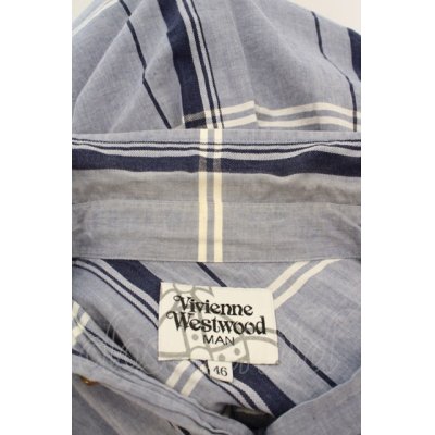 画像4: 【USED】Vivienne Westwood MAN //ビッグチェックシャツ ヴィヴィアンウエストウッド ビビアン46 ブルー 【中古】 O-24-03-24-005-bl-YM-OS