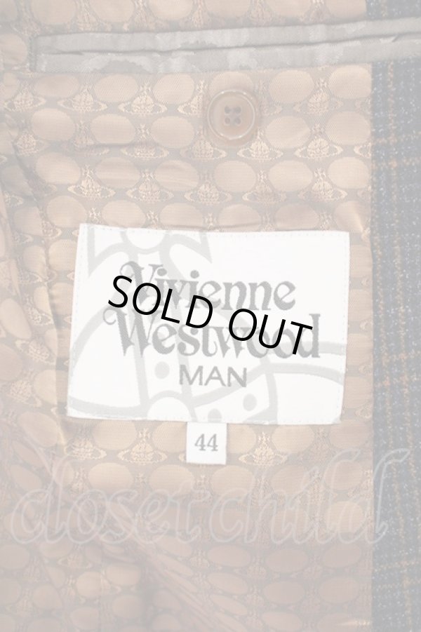画像4: ヴィヴィアンウエストウッド MAN 中古 / /ウールタータンテーラードジャケット 44 ネイビー  O-24-03-24-009-bl-YM-ZH (4)