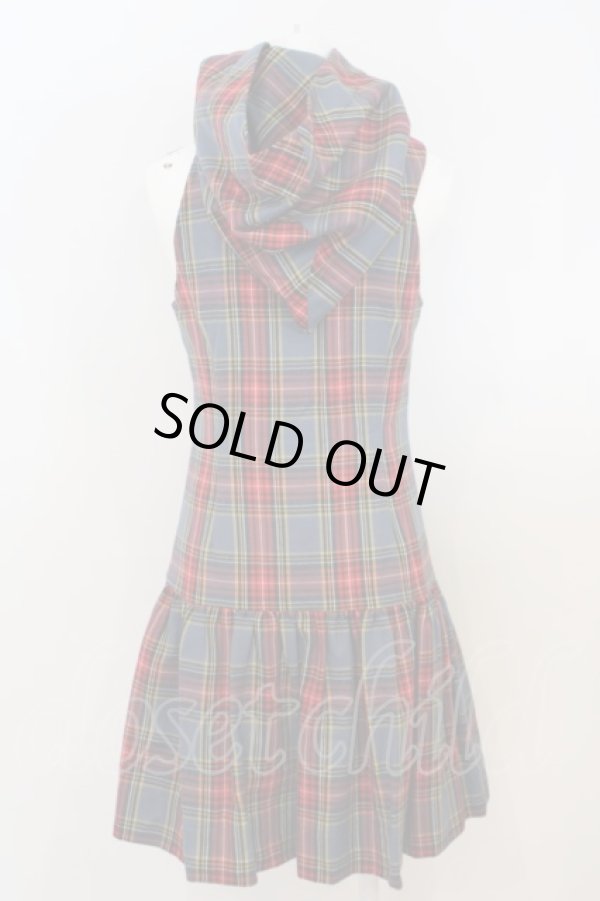 画像2: ヴィヴィアンウエストウッド 中古 / 魔女フードタータンノースリワンピ 2 ブルーチェック  O-24-04-07-014-op-IG-OS (2)