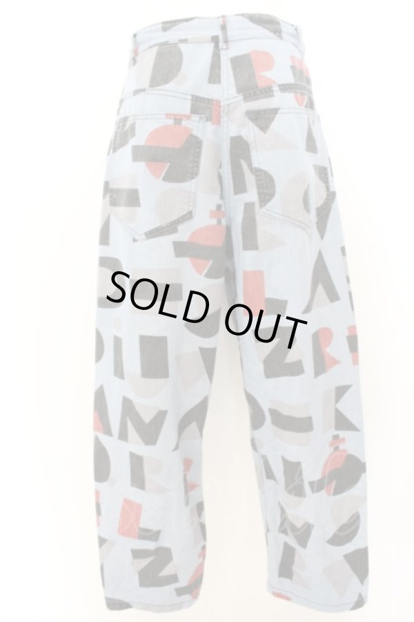 画像4: ヴィヴィアンウエストウッド 中古 / ALPHABET PRINT タックワイドデニムトラウザーズ 01 ブルー  O-24-05-05-018-pa-YM-OS (4)