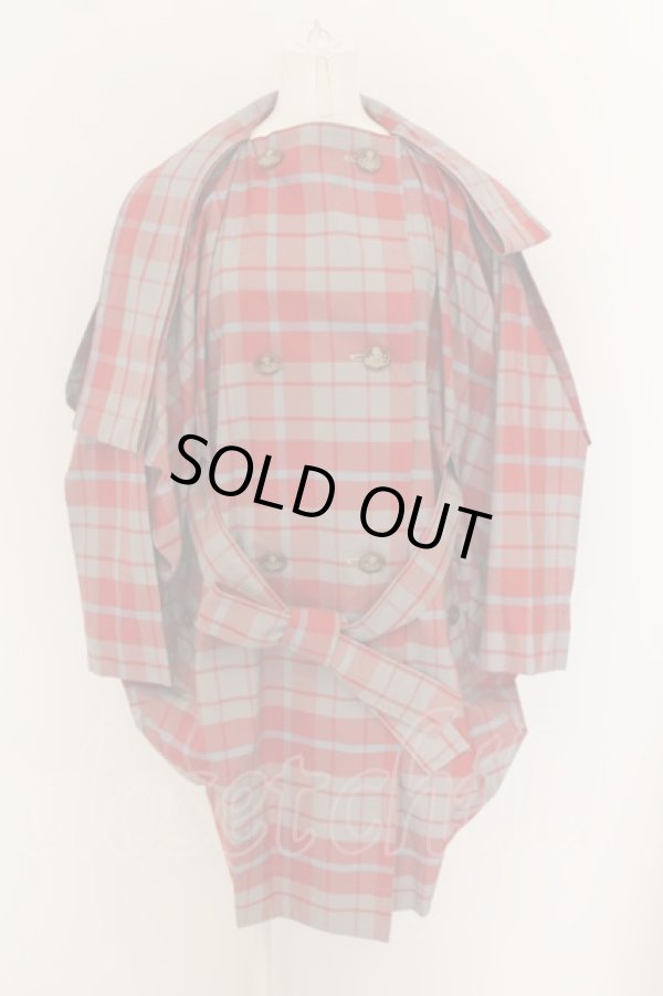 画像5: ヴィヴィアンウエストウッド 中古 / CHOICE チェックスクエアコート 2 レッド×ネイビー  O-24-06-16-031-jc-IG-OS (5)