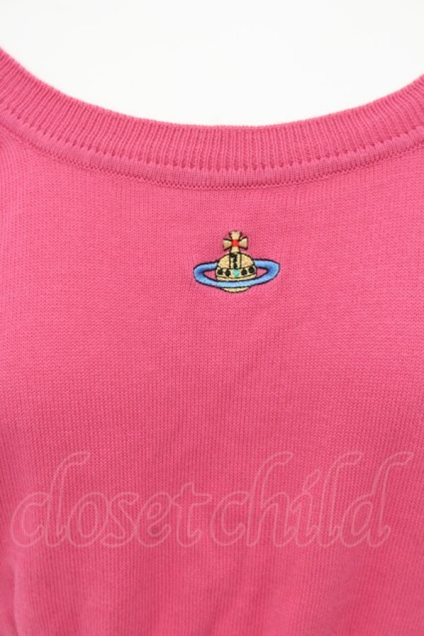 画像2: ヴィヴィアンウエストウッド 中古 / カラーオーブ刺繍ラウンドネックニット S ピンク  O-24-06-16-019-to-IG-ZY (2)