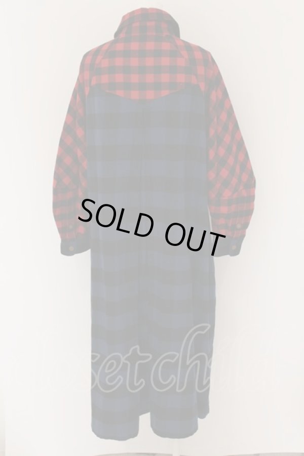 画像3: ヴィヴィアンウエストウッド 中古 / ギンガムチェックブロッキングフレアシャツワンピース 00 ブルー×レッド  O-24-06-23-021-op-IG-ZH (3)