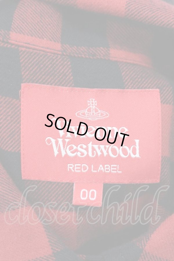 画像4: ヴィヴィアンウエストウッド 中古 / ギンガムチェックブロッキングフレアシャツワンピース 00 ブルー×レッド  O-24-06-23-021-op-IG-ZH (4)