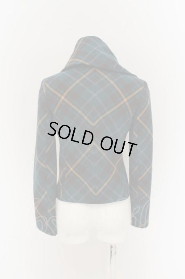 画像4: ヴィヴィアンウエストウッド 中古 / 変形襟タータンチェックジャケット 1 グリーン  O-24-06-23-001-jc-YM-OS (4)