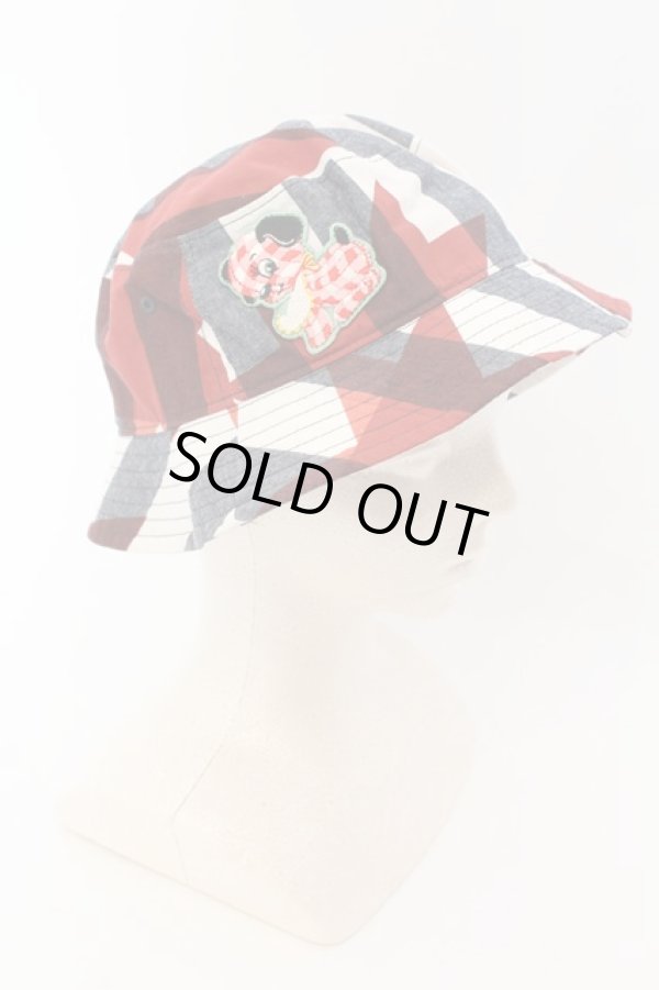画像3: ヴィヴィアンウエストウッド 中古 / パッチバケットハット M ホワイト×グレー×レッド  O-24-08-25-045-ha-IG-ZY (3)