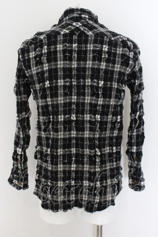 画像3: ヴィヴィアンウエストウッド MAN 中古 / リンクルチェック ビッグシャツ 46 ブラック×ホワイト  O-24-09-15-020-bl-IG-ZY (3)