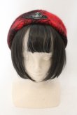 画像2: ヴィヴィアンウエストウッド 中古 / オーブパッチアンゴラウールベレー帽 S-M レッド  O-24-12-15-071-ha-YM-OS (2)