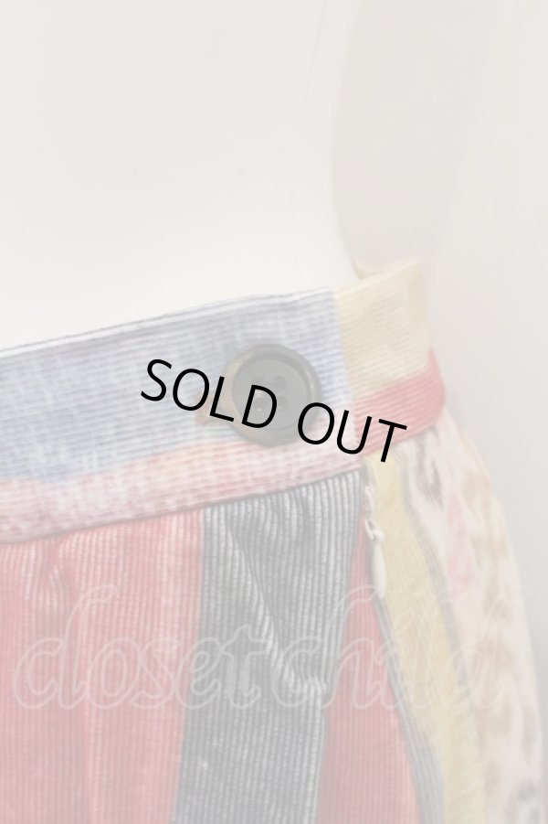 画像2: ANGLOMANIA 中古 / コーデュロイアルコホリックミニスカート 42 アイボリーベース×マルチ  O-24-10-27-018-sk-IG-OS (2)