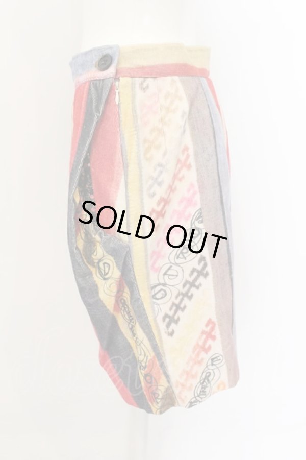 画像4: ANGLOMANIA 中古 / コーデュロイアルコホリックミニスカート 42 アイボリーベース×マルチ  O-24-10-27-018-sk-IG-OS (4)