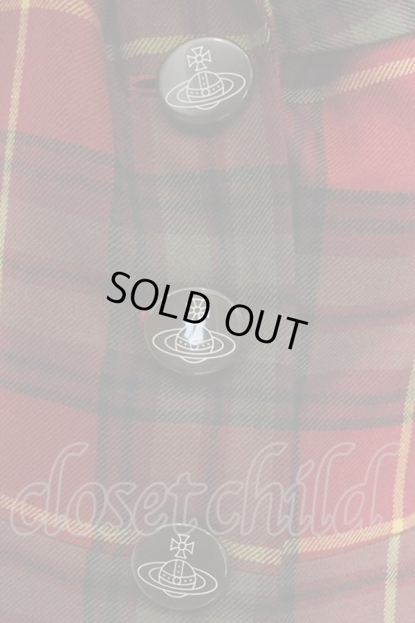 画像2: ヴィヴィアンウエストウッド 中古 / タータンチェックラブジャケット 3 レッド  O-24-10-27-009-jc-IG-OS (2)