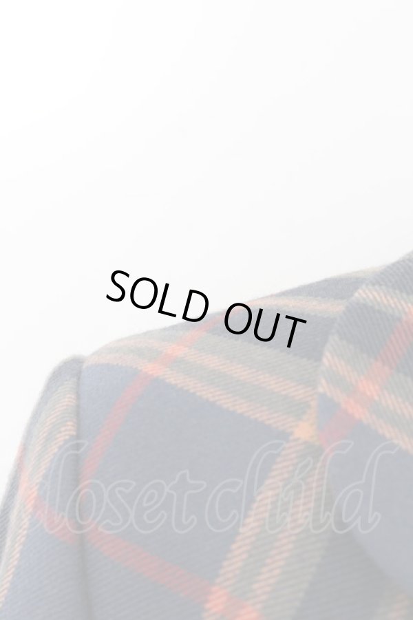 画像2: ヴィヴィアンウエストウッド 中古 / タータンチェックラブジャケット 3 オレンジxネイビー  O-24-11-17-031-jc-YM-OS (2)