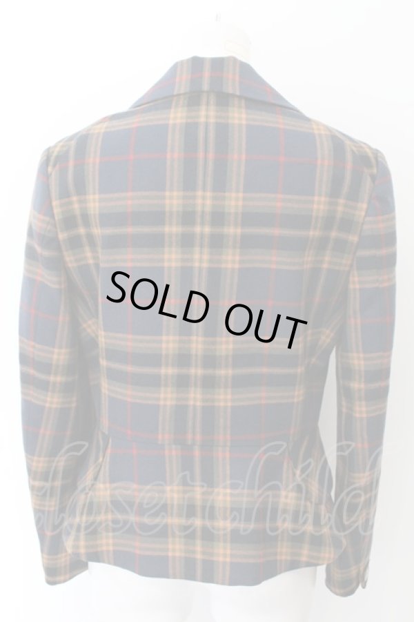 画像3: ヴィヴィアンウエストウッド 中古 / タータンチェックラブジャケット 3 オレンジxネイビー  O-24-11-17-031-jc-YM-OS (3)