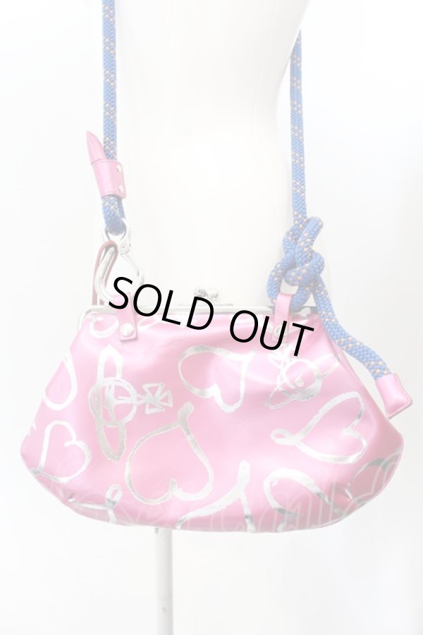 画像3: ヴィヴィアンウエストウッド 中古 / SCRIBBLE HEARTS METALLIC 口金 ガマ口ショルダーバッグ  ピンク  O-24-11-17-037-ba-IG-ZH (3)