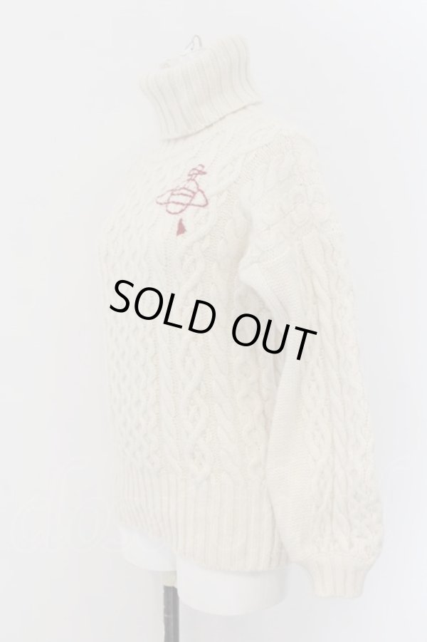 画像3: ヴィヴィアンウエストウッド 中古 / ステッチオーブハイネックセーター 00 オフホワイト  O-24-11-24-028-to-IG-OS (3)