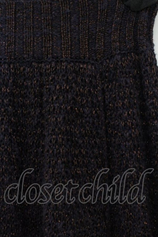 画像2: ヴィヴィアンウエストウッド 中古 / グリッター編ミ込ミリネンサルエルパンツ 2 ネイビーxピンクゴールド  O-24-11-24-040-pa-YM-OS (2)