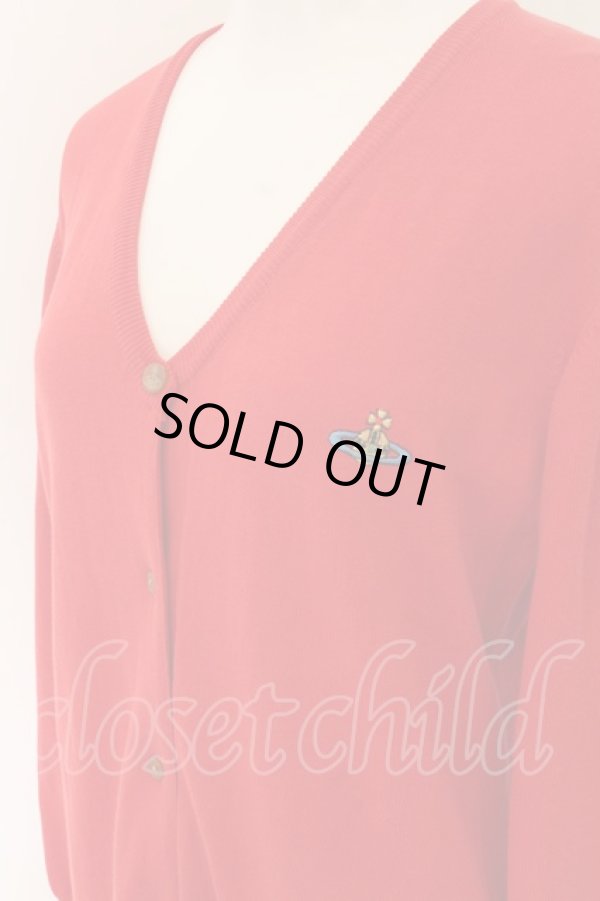 画像2: ヴィヴィアンウエストウッド 中古 / カラーオーブ刺繍ロングカーディガン M レッド  O-24-12-22-019-to-YM-OS (2)