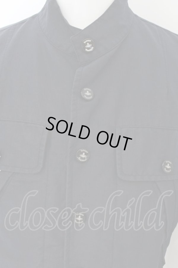 画像2: ヴィヴィアンウエストウッド MAN 中古 / スタンドネックシャイニーフィールドジャケット 48 ネイビー  O-24-12-22-027-bl-YM-OS (2)