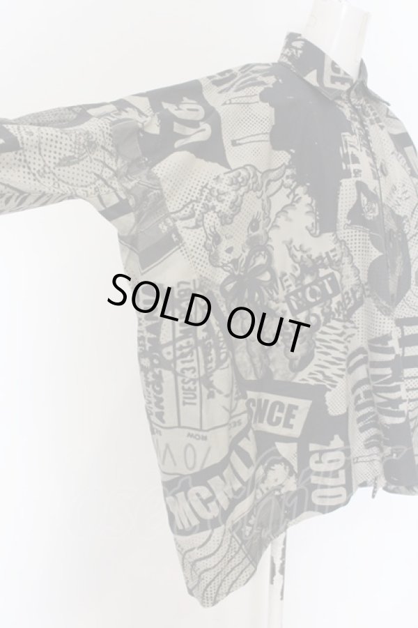 画像2: ANGLOMANIA 中古 / グラフィックプリントBIGシャツ 38 グレー系  O-25-01-12-007-bl-YM-OS (2)