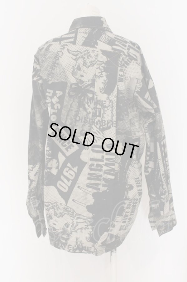 画像4: ANGLOMANIA 中古 / グラフィックプリントBIGシャツ 38 グレー系  O-25-01-12-007-bl-YM-OS (4)