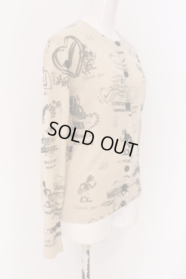 画像3: ANGLOMANIA 中古 / 総柄カーディガン S ベージュ  O-25-01-12-010-to-YM-ZH (3)