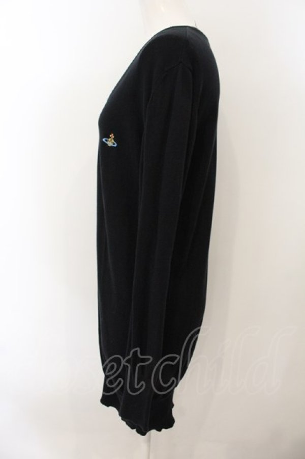 画像3: ヴィヴィアンウエストウッド 中古 / カラーオーブ刺繍ロングカーディガン L ブラック  O-25-01-19-017-to-IG-ZY (3)