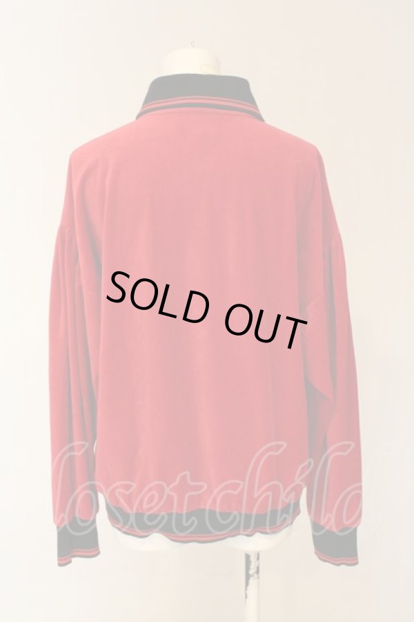 画像4: ヴィヴィアンウエストウッド / コットンベロアハーフジップトップス 00 レッドXブラック  O-25-01-26-003-to-YM-ZH (4)