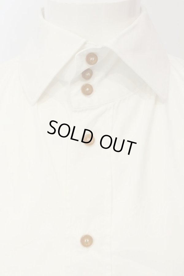 画像2: ヴィヴィアンウエストウッド MAN / 単色オーブ刺繍高襟シャツ 6 ホワイト  O-25-01-26-014-bl-YM-ZH (2)