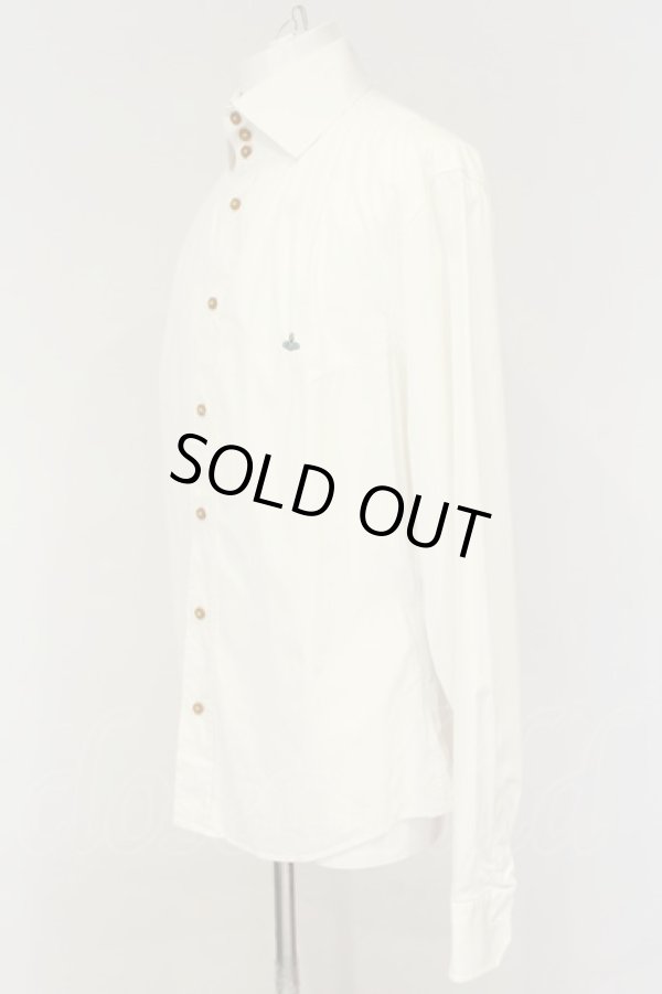 画像3: ヴィヴィアンウエストウッド MAN / 単色オーブ刺繍高襟シャツ 6 ホワイト  O-25-01-26-014-bl-YM-ZH (3)