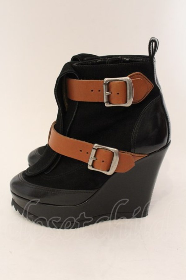 画像3: ヴィヴィアンウエストウッド 中古 / ウェッジソールボンテージブーツ 38(24cm) ブラックxブラウン  O-25-02-09-031-sh-YM-ZI (3)