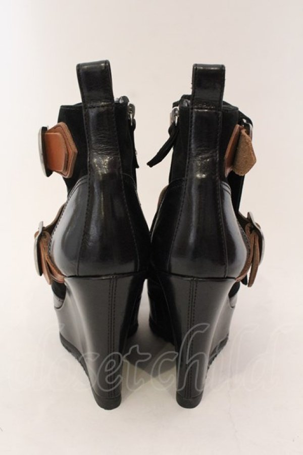 画像4: ヴィヴィアンウエストウッド 中古 / ウェッジソールボンテージブーツ 38(24cm) ブラックxブラウン  O-25-02-09-031-sh-YM-ZI (4)