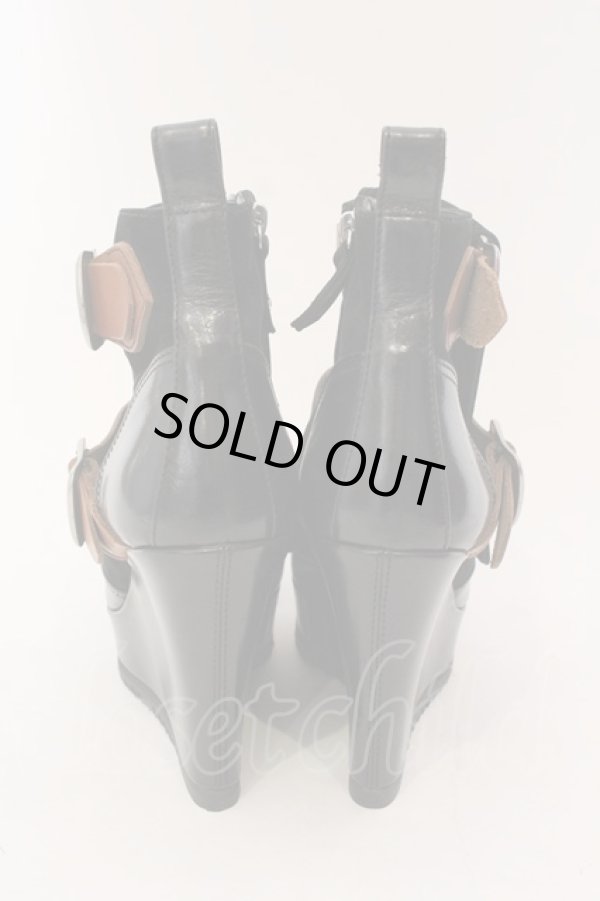 画像4: ヴィヴィアンウエストウッド 中古 / ウェッジソールボンテージブーツ 38（24cm） ブラックｘブラウン  O-25-02-09-031-sh-YM-ZI (4)