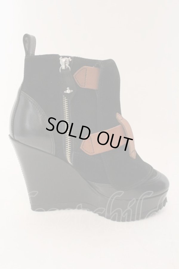 画像5: ヴィヴィアンウエストウッド 中古 / ウェッジソールボンテージブーツ 38（24cm） ブラックｘブラウン  O-25-02-09-031-sh-YM-ZI (5)