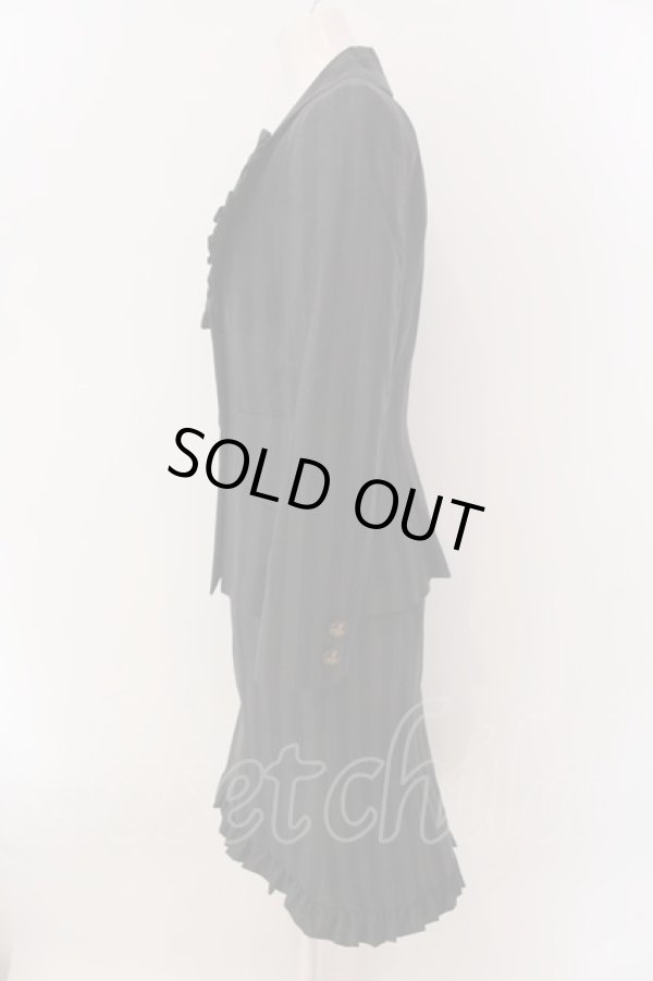 画像3: ヴィヴィアンウエストウッド 中古 / フリルストライプラブジャケット セットアップ JKT3/SK2 ブラック  O-25-02-09-033-su-YM-OS (3)