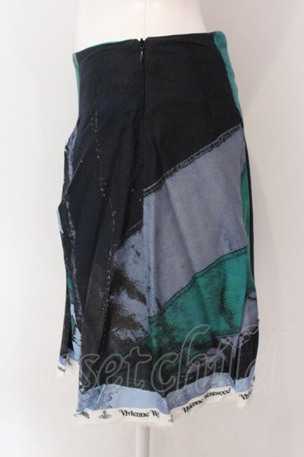 画像3: ANGLOMANIA 中古 / ユニオンジャックプリントトレイルスカート 42 マルチ（グリーン）  O-25-02-09-050-sk-YM-ZI (3)