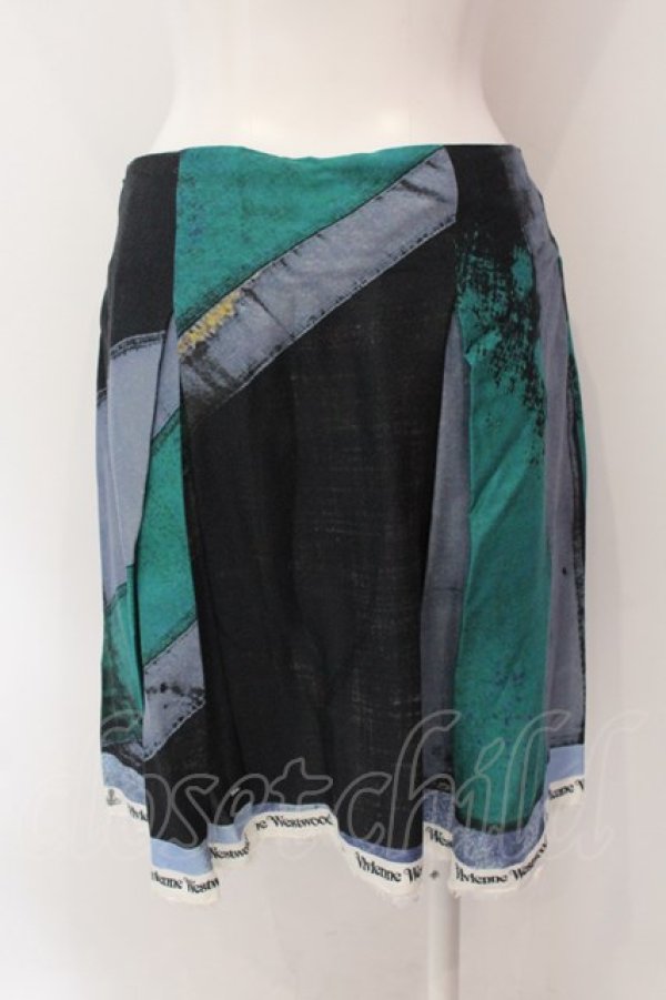 画像4: ANGLOMANIA 中古 / ユニオンジャックプリントトレイルスカート 42 マルチ（グリーン）  O-25-02-09-050-sk-YM-ZI (4)