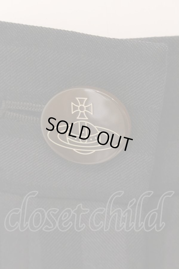 画像2: ヴィヴィアンウエストウッド 中古 / ストライプクロップドワイドパンツ 2 ブラック  O-25-02-09-053-pa-YM-OS (2)