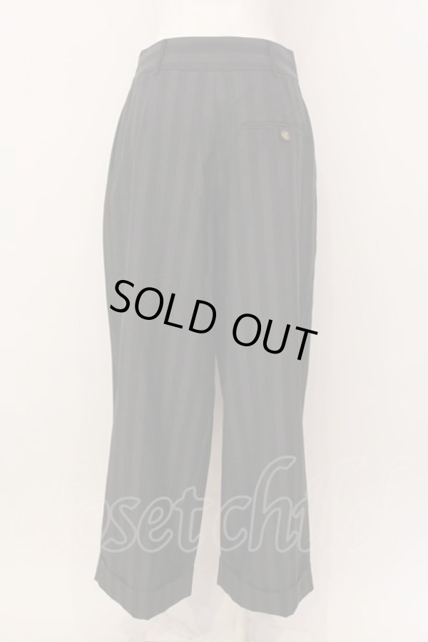 画像4: ヴィヴィアンウエストウッド 中古 / ストライプクロップドワイドパンツ 2 ブラック  O-25-02-09-053-pa-YM-OS (4)