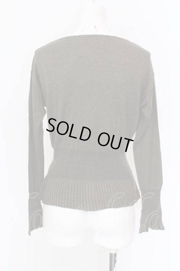 画像2: ヴィヴィアンウエストウッド 中古 / 単色オーブ刺繍リブフリルカーディガン 2 カーキグリーン  O-25-02-23-087-to-IG-OS (2)