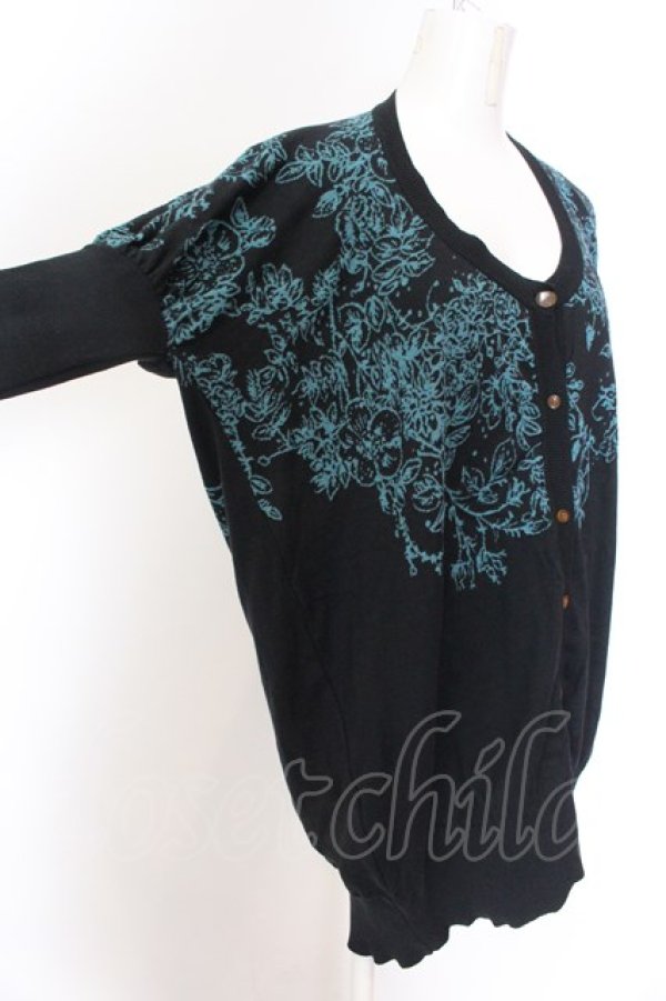 画像2: ヴィヴィアンウエストウッド 中古 / オーブフラワーロングカーディガン 2 ブラック×ターコイズ  O-25-02-23-090-to-IG-ZH (2)