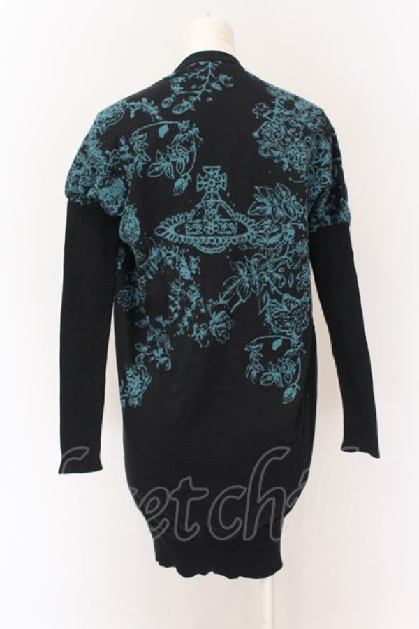 画像3: ヴィヴィアンウエストウッド 中古 / オーブフラワーロングカーディガン 2 ブラック×ターコイズ  O-25-02-23-090-to-IG-ZH (3)