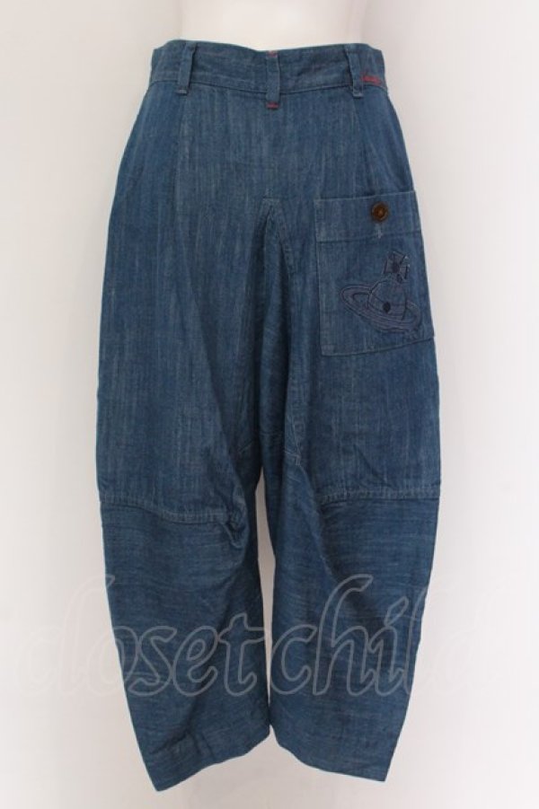 画像2: ヴィヴィアンウエストウッド 中古 / コットンストレッチデニムサルエルパンツ 1 インディゴ  O-25-02-23-123-pa-YM-ZH (2)