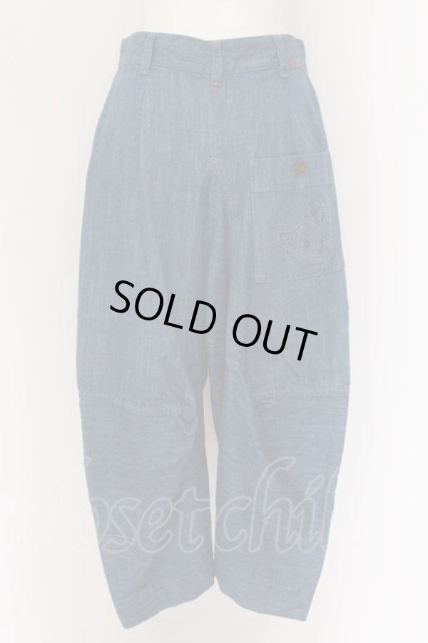 画像2: ヴィヴィアンウエストウッド 中古 / コットンストレッチデニムサルエルパンツ 1 インディゴ  O-25-02-23-123-pa-YM-ZH (2)